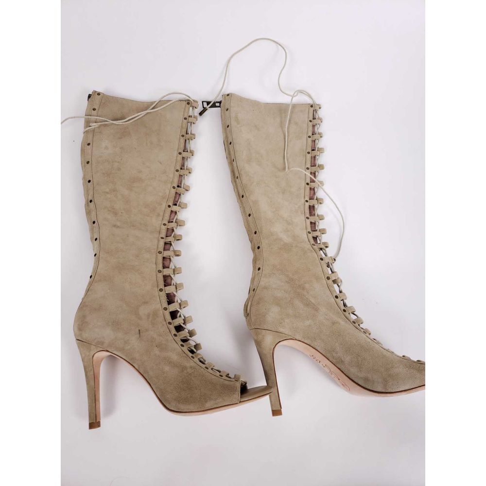 Joie Aubrey Suede Lace Up Peep Toe Knee Boots - Picture 4 of 8